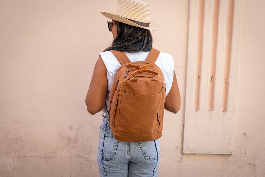 woman wearing a backpack