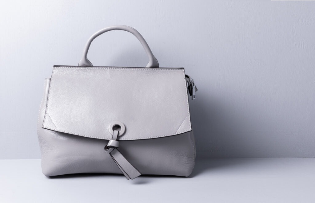 purse, gray color, leather, bag, close-up, buckle, casual clothing, color image, decoration, design, elegance
