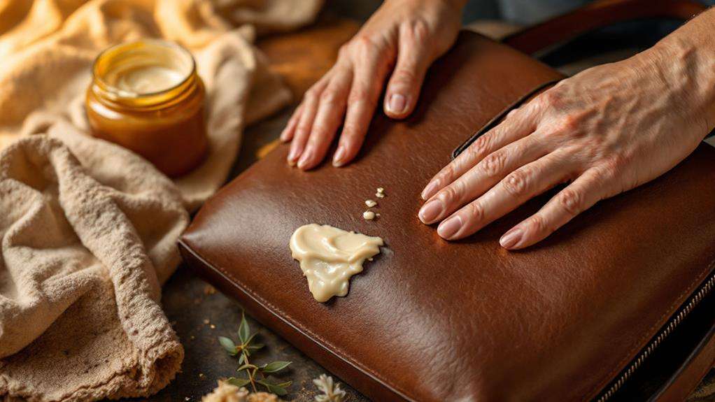 applying leather care products