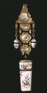 An elegant white and gold, floral motif –Chatelaine Bag